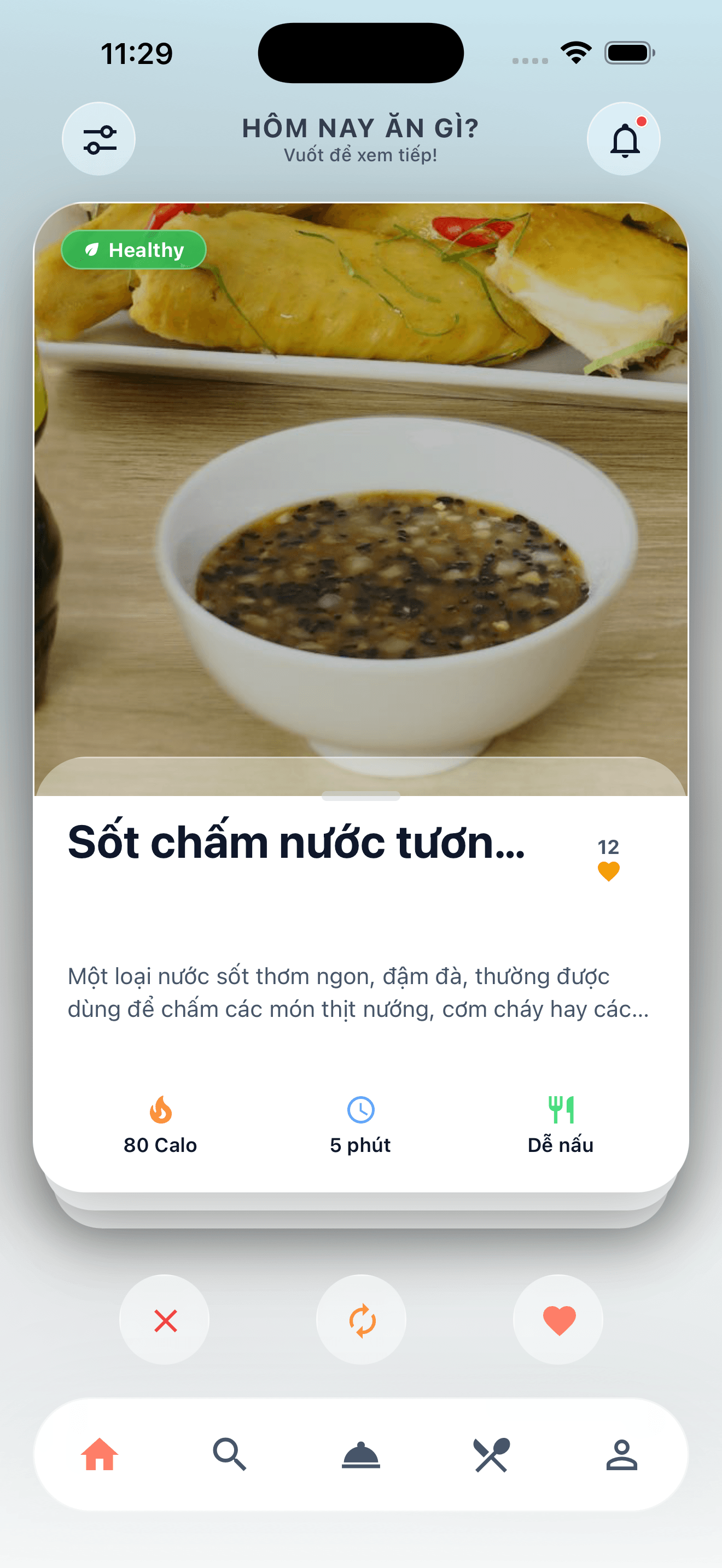 Màn hình Home của FoodieChoice